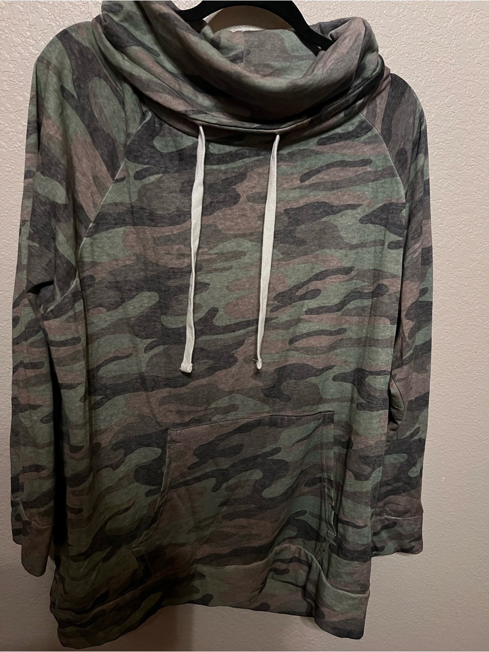 Brand New Cowl Neck Camo Pullover Hoodie - Green/Olive/Tan